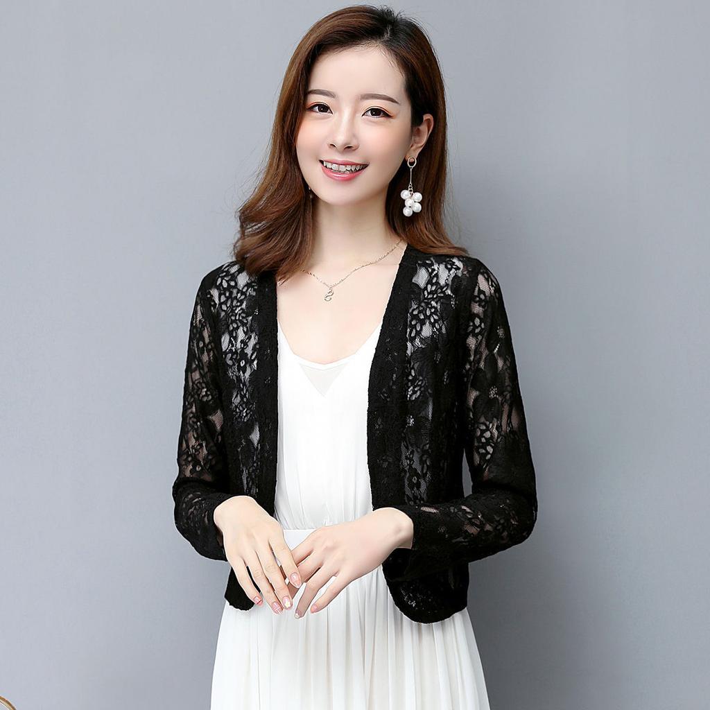 Lace Shawl Female Plus Size Cardigan Spring Summer Thin Coat Korean Version Sunscreen Air -conditioned Shirt