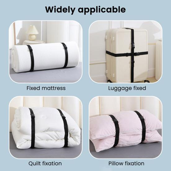 2Pcs Latex Mattress Bundling Belt Length Adjustable Quick Release Buckle Heavy Duty Multi-purpose Suitcase Luggage Strap Packing Webbing Band