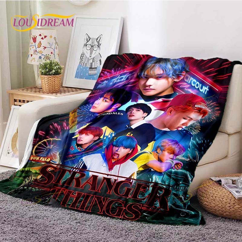 Kpop Bangtan Boys BTS Blanket Couch Quilt Cover Travel Bedding Outlet Throw Blanket Flannel Blanket Bedspread Picnic Blanket