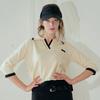 BENECIA12 Stitch 3/4 Sleeve Beige