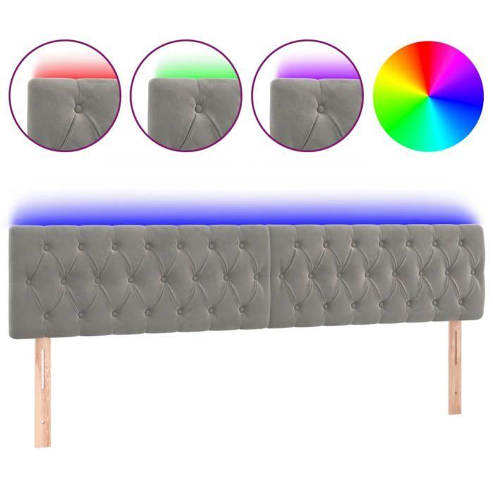 VidaXL LED Headboard Bedroom Furniture Double Bed Accessory Head of Bed Frame Interior Light Grey 3122014
