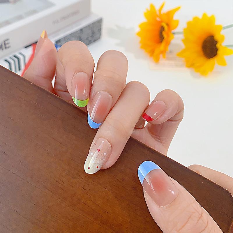 Handmade Student Style Wearable Nail Tips - Fresh, Cute, Detachable, Short Oval Design for 2026