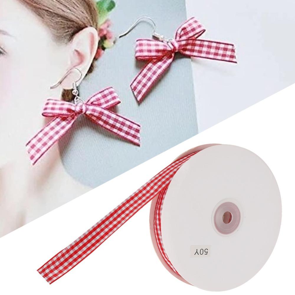 

1pcs Red &Black Gingham Plaid Ribbon 50 Yards Length Polyester Ribbon Checked Ribbon DIY Crafts красный
