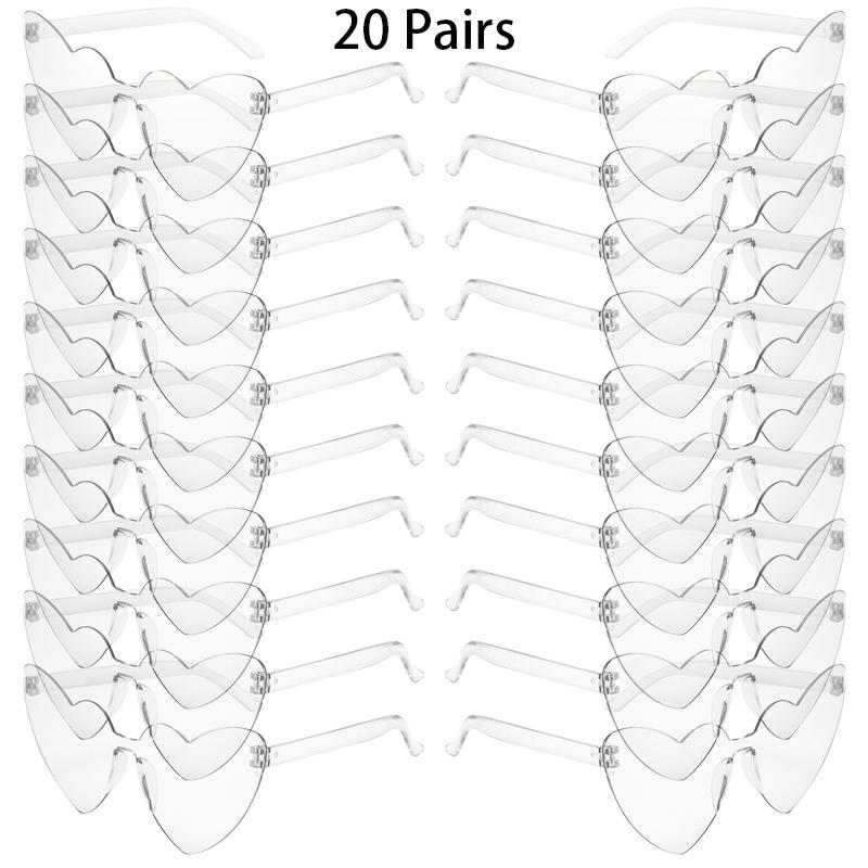 16/20 Pairs Cute Heart Shaped Sunglasses Fashion Rimless Solid Color Beach Vacation Shades Women Trendy Rave Decor Sun Glasses