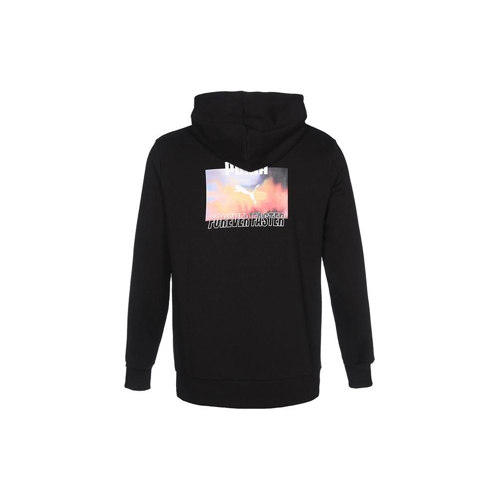Puma Logo Letter Print Drawstring Hoodie Unisex Hoodies Black 536770-01