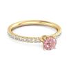 Pink CZ Round Soliatire Women Wedding Ring  - 925 Sterling Silver Gold Vermeil