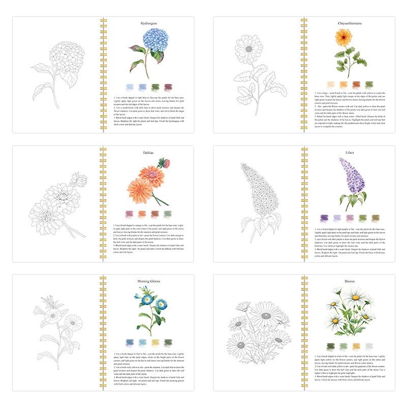 Caiete de lucru acuarelă Carte de colorat Prietenos pentru începători Kit de pictură Scene ușoare din natură Set de vopsele Artă Meșteșuguri