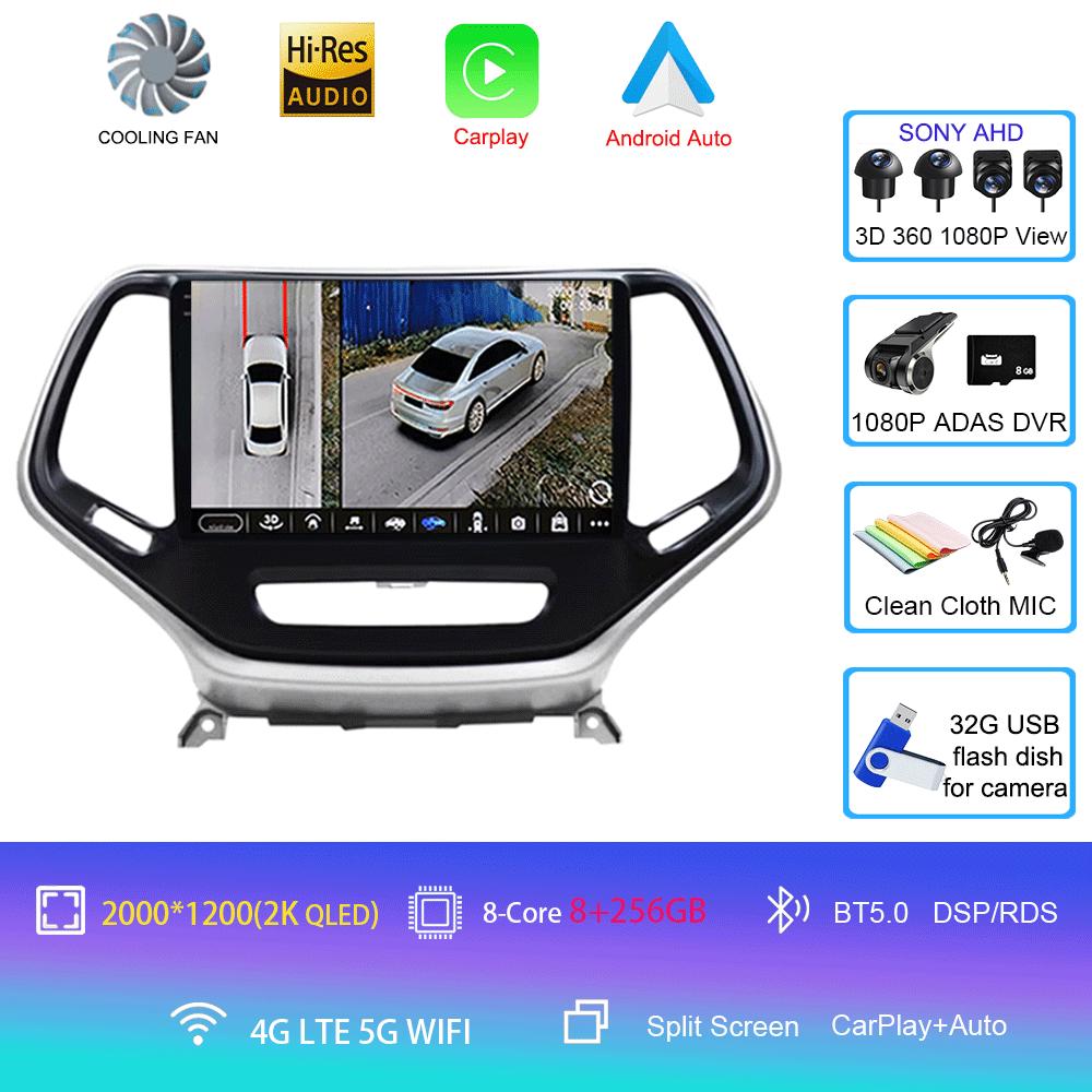 for Jeep Cherokee 5 KL 2014 - 2020 Car Radio Stereo Multimedia Video Player GPS DSP BT No 2din Head Unit CarPlay Android 14