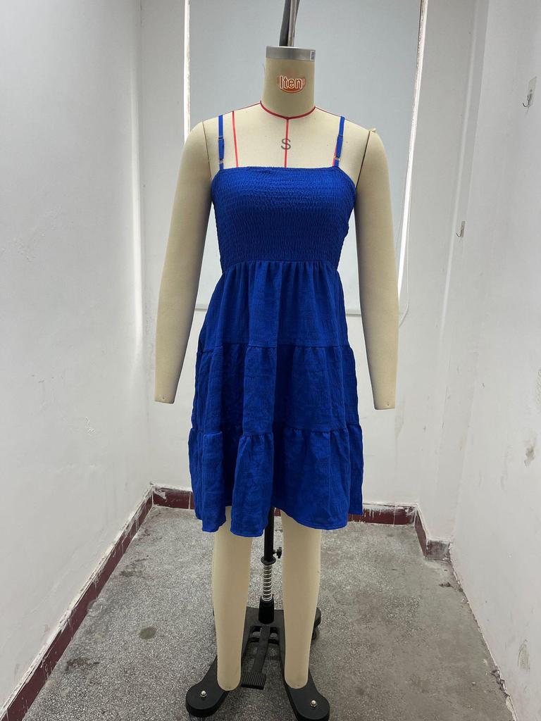 2024 One-Shoulder Solid Color Textured Dress - Versatile Summer Women's Fashion