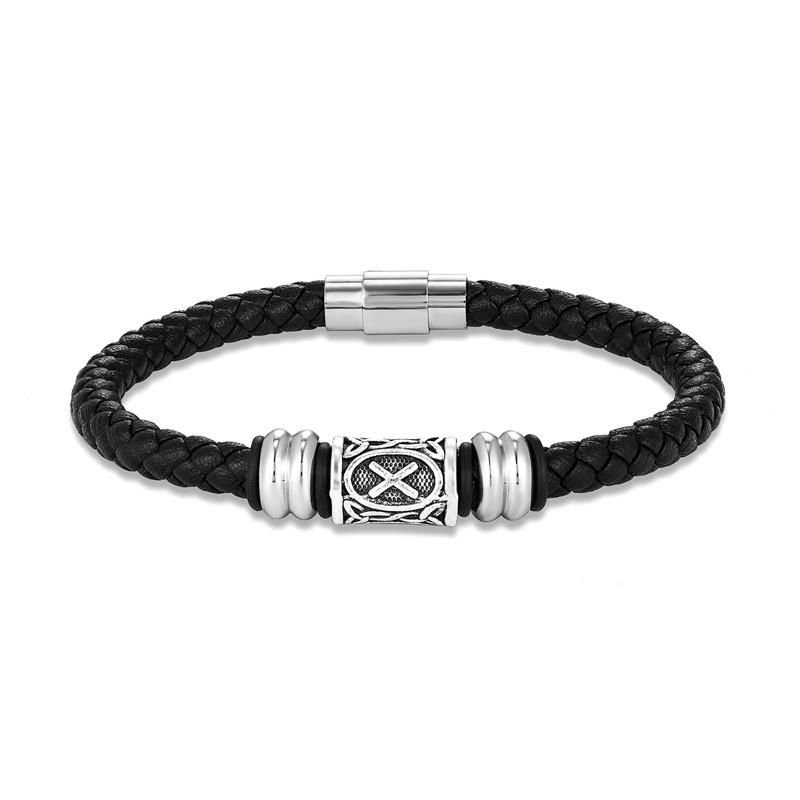 Personalized Norse Viking Runes Amulet Bracelet Leather Wristband With Futhark Rune Bead In Your Choice Viking Jewelry
