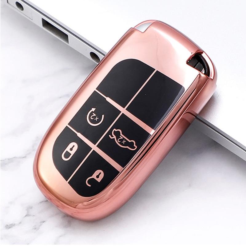 Carcasă pentru chei cu 45 de butoane, geantă Suport pentru carcasă Fob pentru Jeep Renegade Compass Grand Cherokee pentru Chrysler 300C Wrangler Dodge