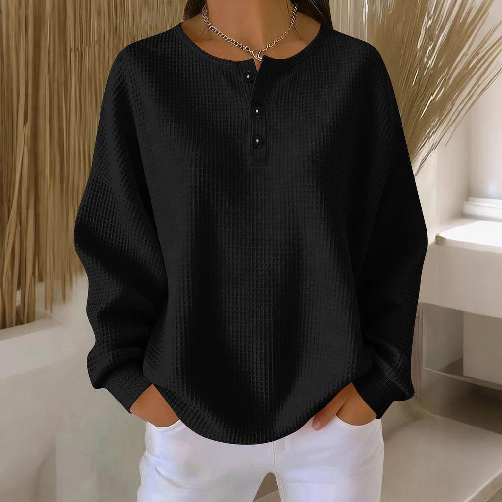 Women's Casual Shirts Long Sleeve Tops Button Up V Neck Loose Knit Fall Favorites For Women