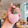 Keychain Pendant Peach-Shaped Card Holder Faux Leather Access Card Case Simulated Fruit Keychain Decorative Valentine Day