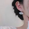 Light luxury design sense retro full diamond fan earrings women's fringed small skirt earrings new fashion high-end earrings