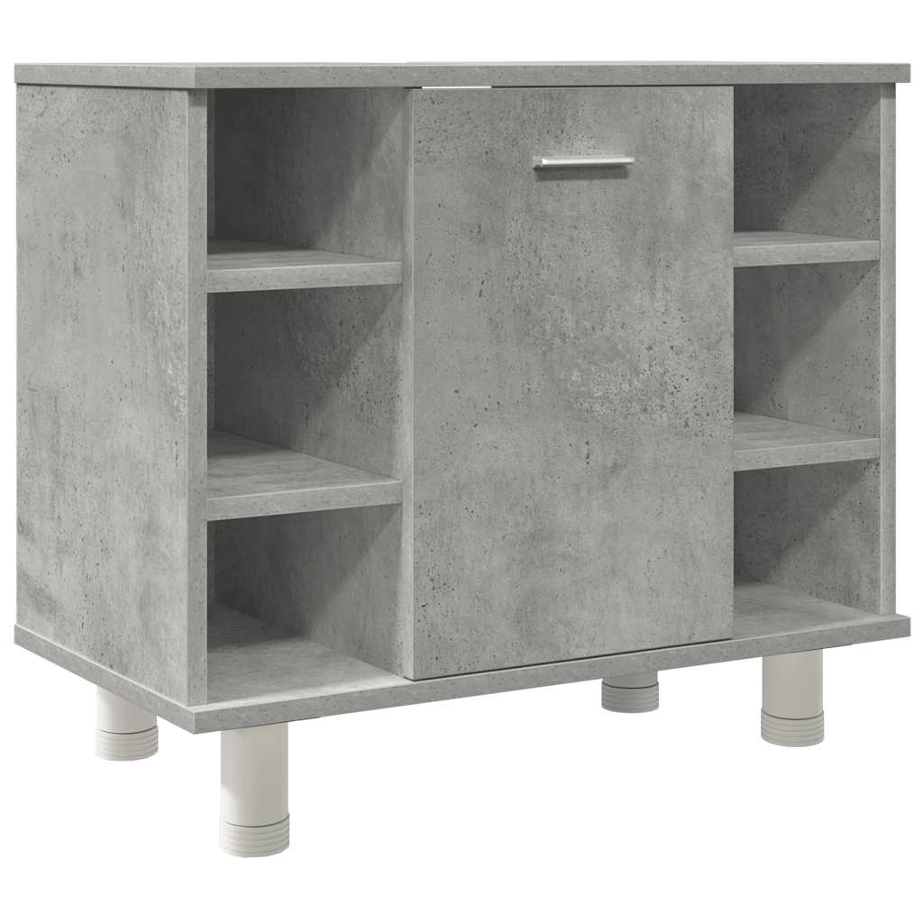 4 Piece Bathroom Furniture Set Concrete Grey Particleboard