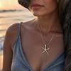 Fashion Silver Color Starfish Pendant Necklace for Women Minimalism Metal Five Pointed Star Irregular Sweater Chain Jewelry Gift
