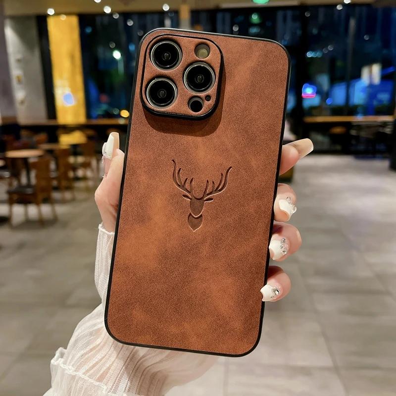 Luxury Cortex Deer Matte Phone Case For For Iphone 11 12 13 14 15 16 Pro Max Plus X Xs Max XR Bumper Cases Back Cover