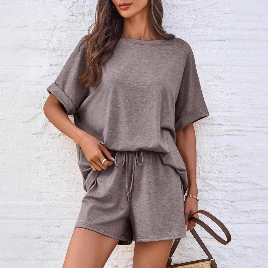 Sommer Bestseller Lässiges Set Übergroßes Kurzarm-T-Shirt Shorts mit Kordelzug Lässiges Sport-Outfit