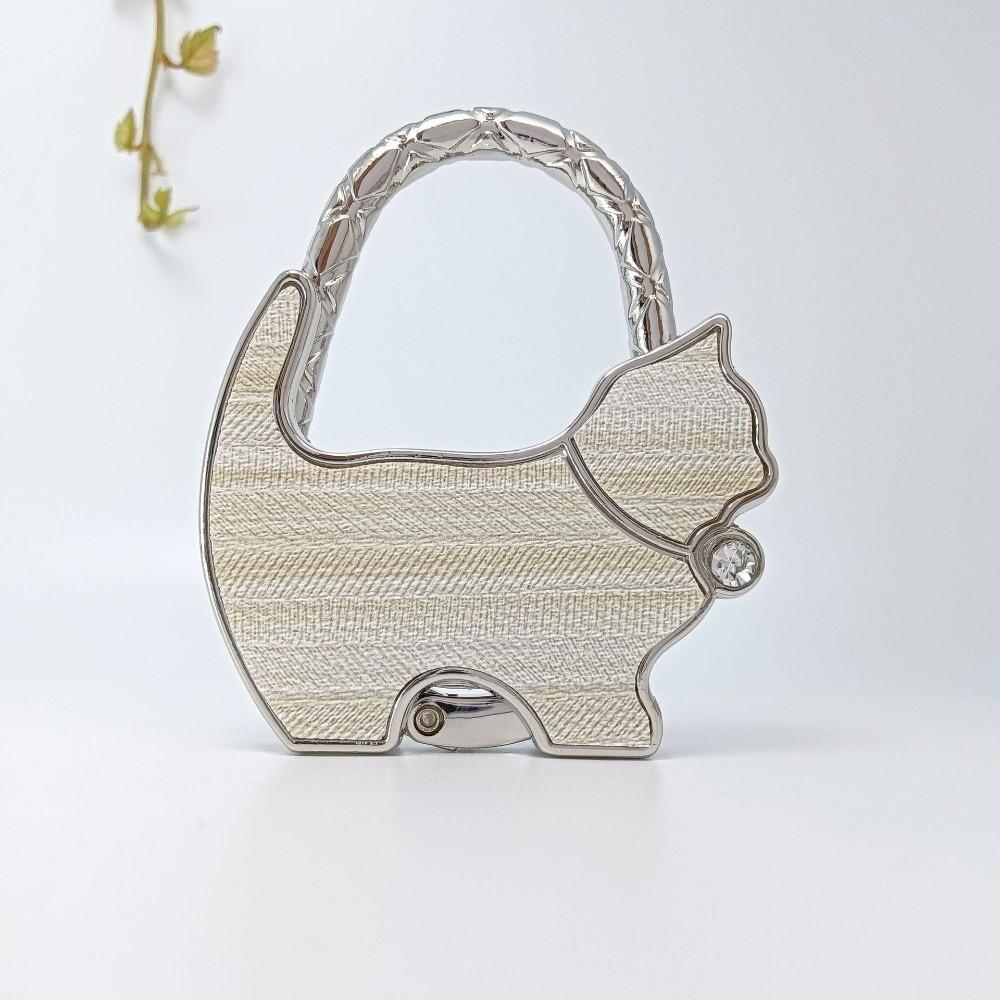 Cute Shape Cat Handbag Hook Lovely Design Foldable Folding Bag Hook Portable Alloy Material Table Edge Hook Home Decoration
