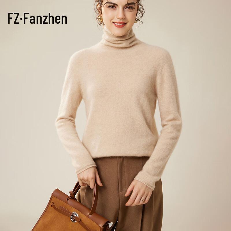 Fanzhen Women's 100% Cashmere Cowl Neck Sweater