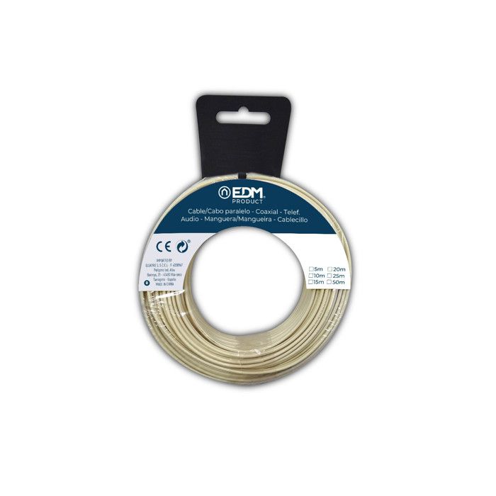 Parallell telekabelspole. Hvit 2-veis 20 meter