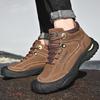 Outdoor Men's Boots Genuine Leather Casual Shoes Man Climbing Hiking Shoes Warm Winter Boots Men High Quality Platform Snow Boot