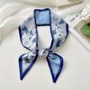 Summer Floral Silk Satin Scarf Narrow Thin Neckerchief Tied Hairband Bag Decoration Long Vacation Headscarf