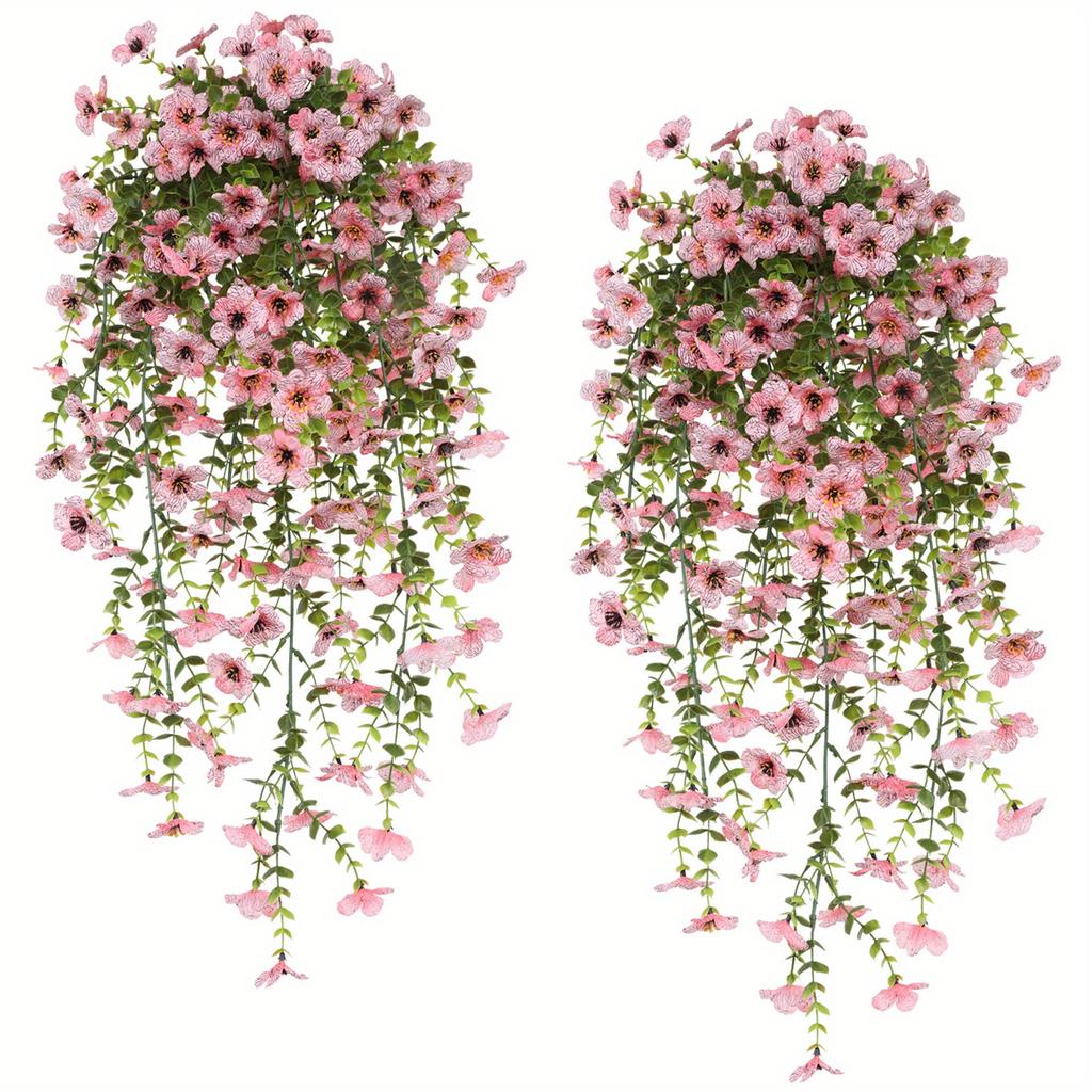 2 Pezzi Fiori Artificiali da Esterno Eucalipto Viola Piante Verdi