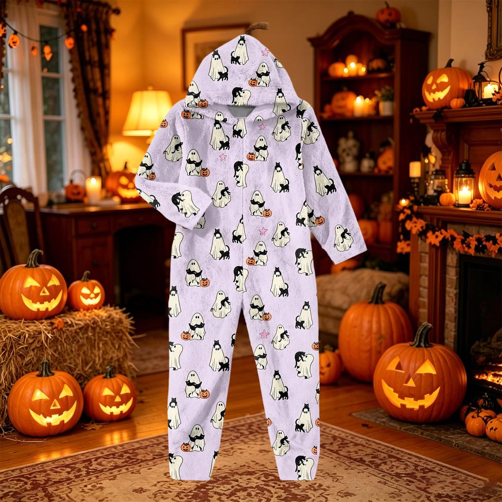 Women's Halloween Flannel Loungewear Jumpsuit