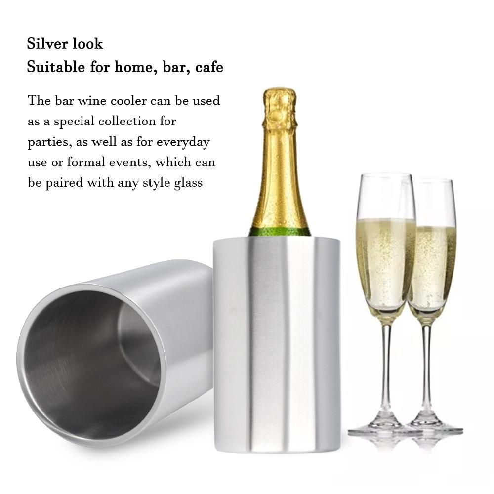Double Wall Chiller Insulated Champagne Ice Bucket Contemporary Style Wine Bucket  Home