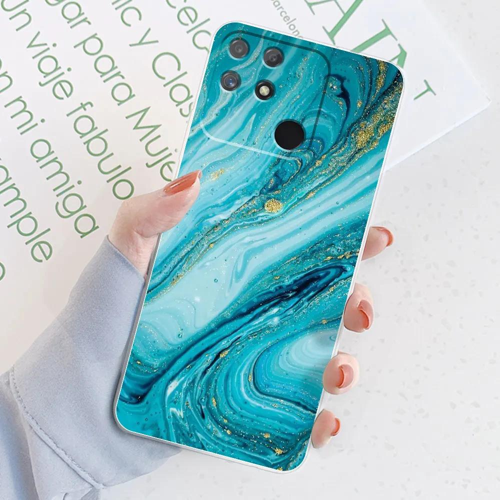 For Realme Narzo 50A Case Narzo 50A Prime Watercolor Marble Soft Silicone Bumper Cases For Realme Narzo 50A Back Cover Fundas