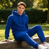Comfortable Men Sportswear Hoodie Pants Two Piece Set for Men, Sports Hooded Sweatshirt Mens Athletic Tracksuit & Drawstring Sweatpants, Fall