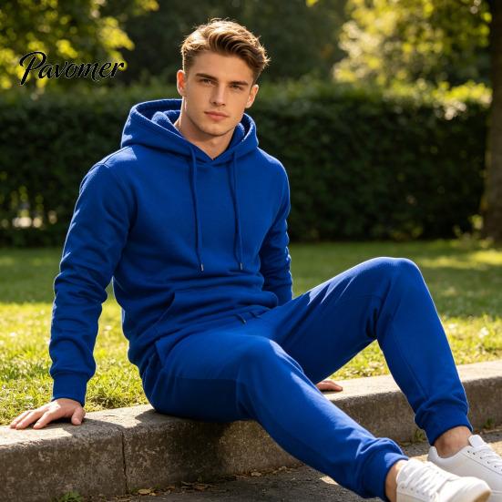 Comfortable Men Sportswear Hoodie Pants Two Piece Set for Men, Sports Hooded Sweatshirt Mens Athletic Tracksuit & Drawstring Sweatpants, Fall