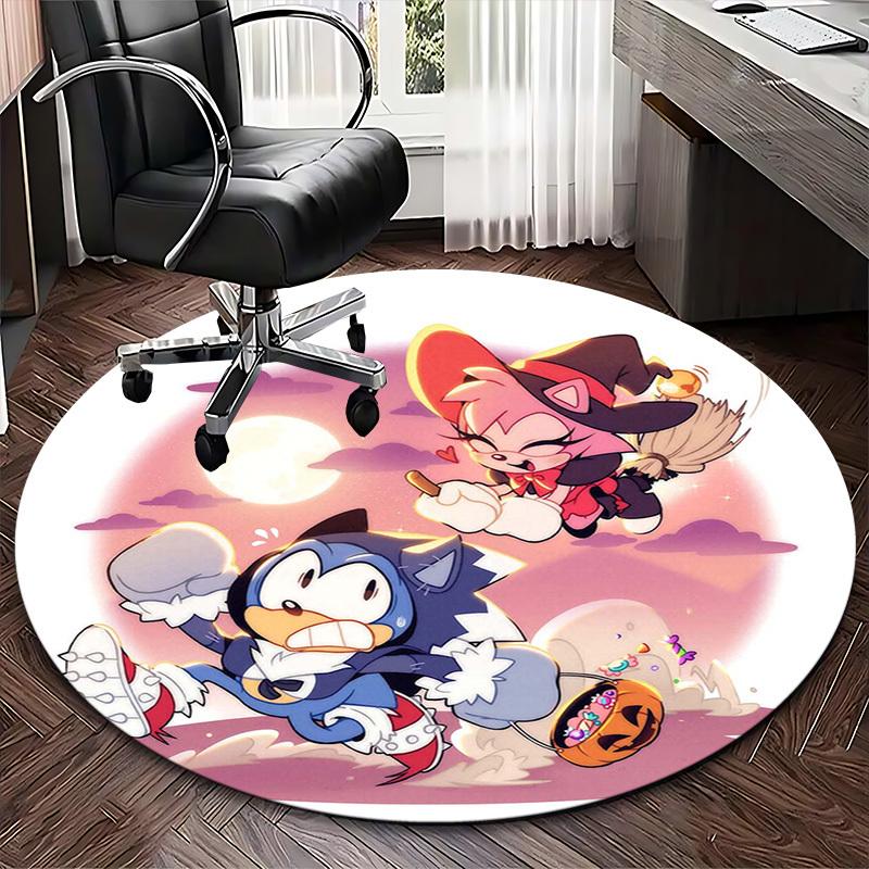 1pc Halloween Pumpkin & Witch Design Round Carpet Office Chair Mat, NonSlip Rug for Home Decor, Seasonal Gift, Suitable for Office, Living Room