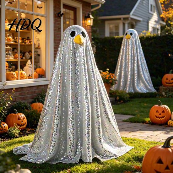 Statue Goose Costume Halloween Ghost Costume with Shiny Sequin Decor Soft Atmosphere Prop for Holiday Yard Decorations Accessories