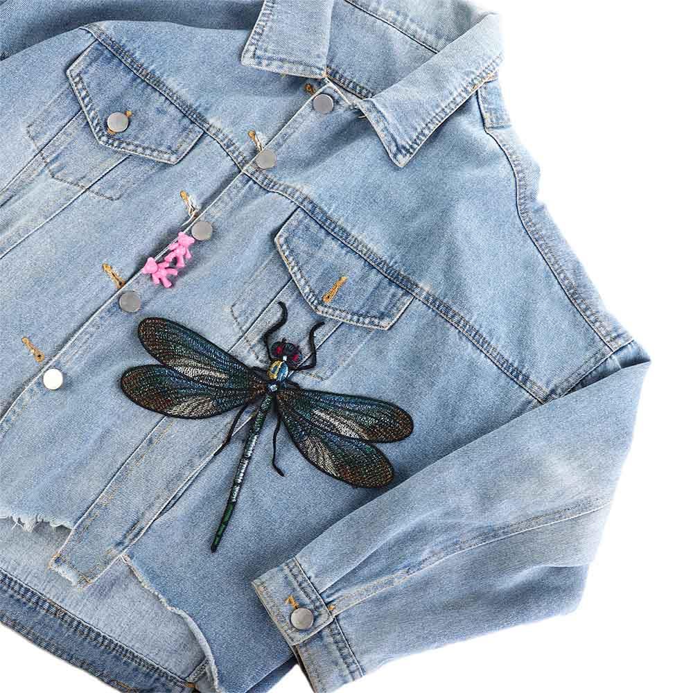 Große Libelle Nähabzeichen DIY Aufnäher Kleiderflicken Aufbügelflicken Stickerei
