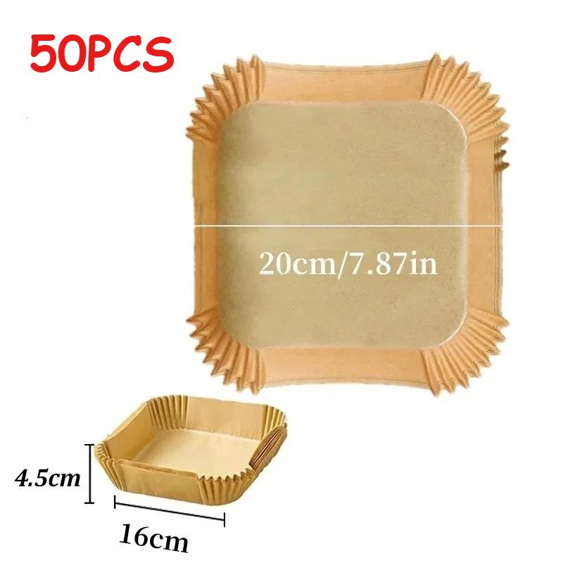 Food Grade Disposable Air Fryer Liners Round Square Silicone Oil Baking Paper For Oven Microwave Kitchen Baking Frying Daily Use