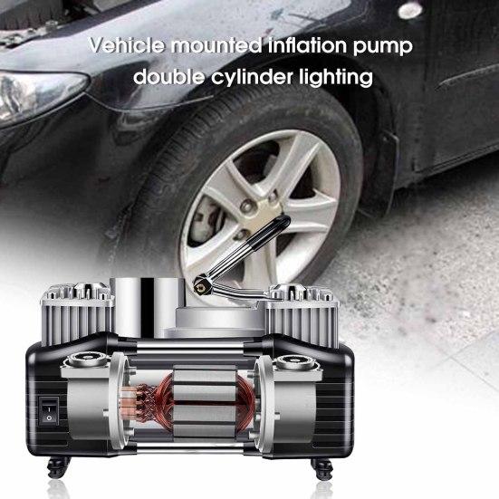 Aufblasbare Pumpe Hohe Leistung Doppelzylinder Beleuchtung 12V 300W 280PSI Autoreifenfüller für Fahrzeug
