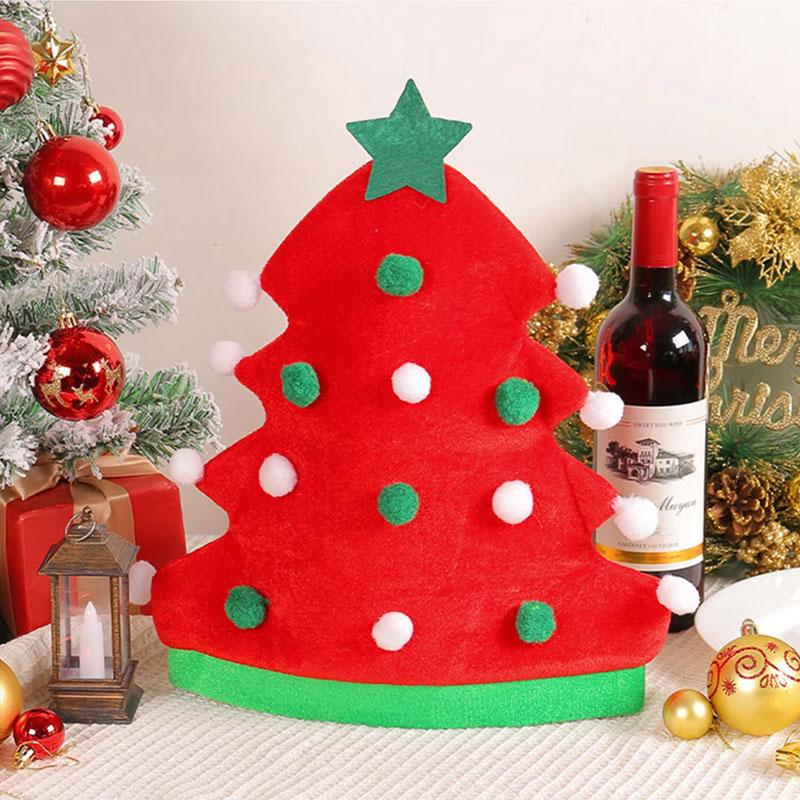 1pc Red Green Festive Party Xmas Christmas Gift Christmas Hat New Year Hat Tree Shape