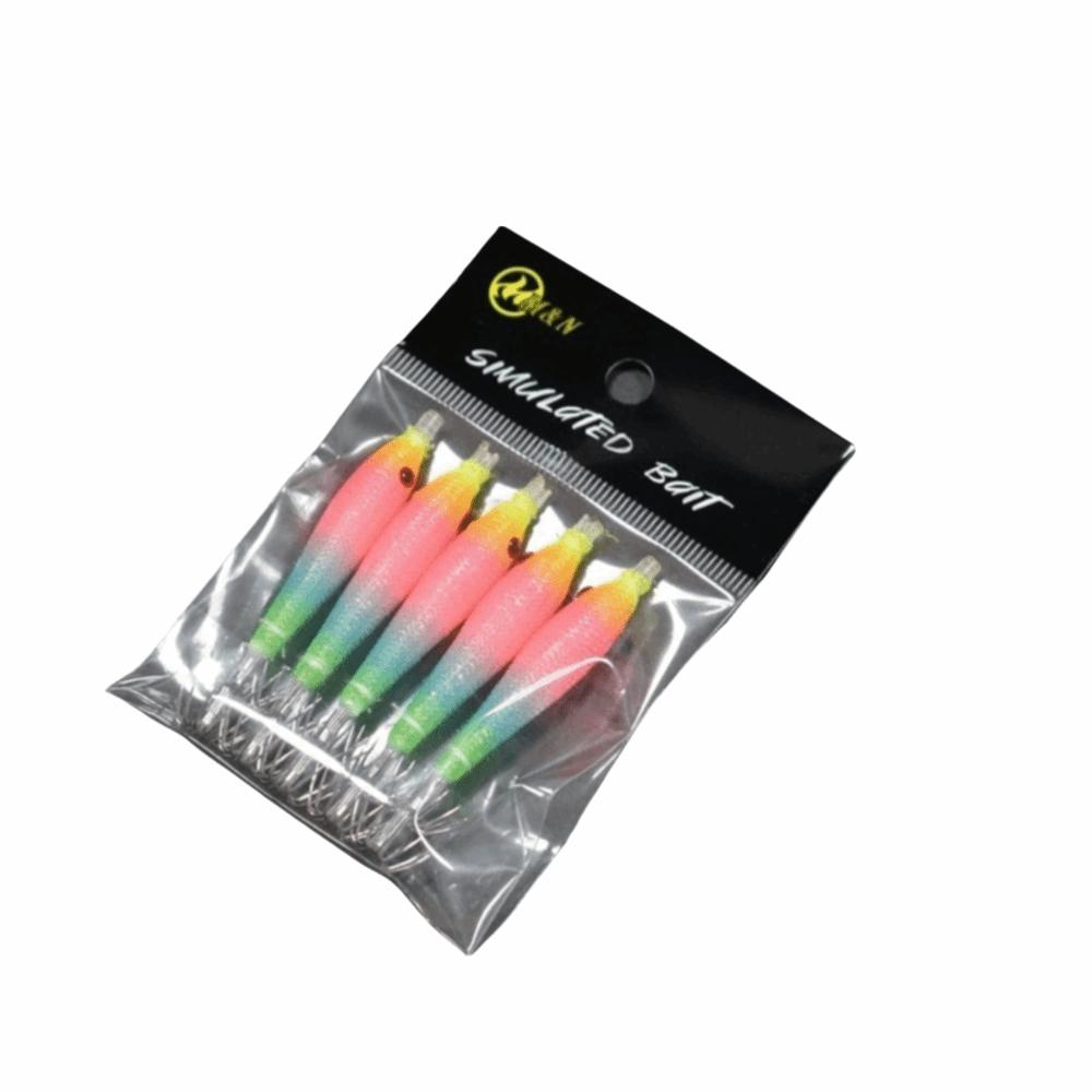 5pcs/bag Luminous UV Wood Shrimp Bait Blowing Tube Pesca Fishing Hook  Freshwater Fishing