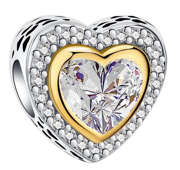 New Heart-Shaped Charms Copper Flower Forever Love Beads Fit Original Bracelets Necklace For Women Diy Jewelry Gift