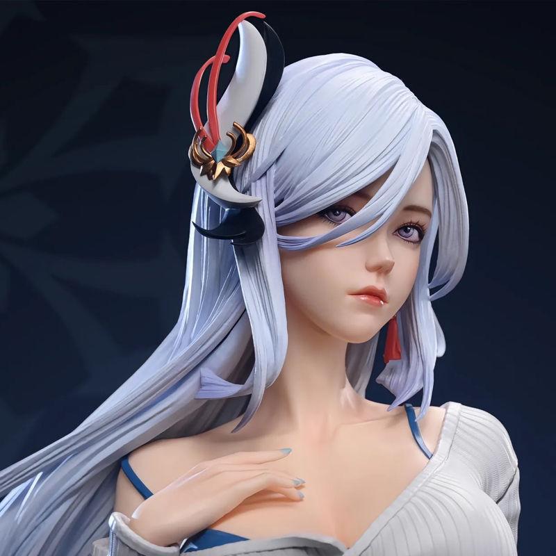 48cm Anime Genshin Impact Figures GK Shenhe Action Figures Ice Girl PVC Collection Model Ornament Toys Desktop Decoration Gifts
