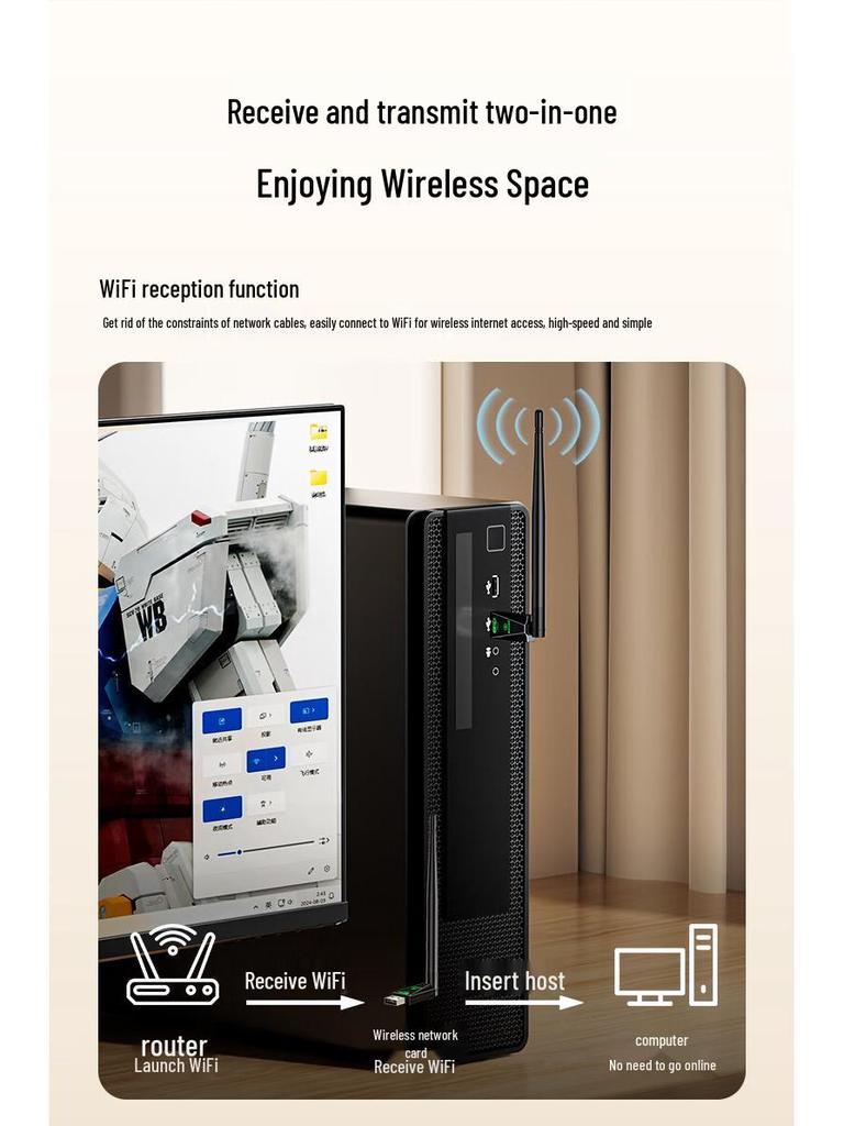 Biyaz WiFi6 USB Wireless Adapter with High-Gain Antenna