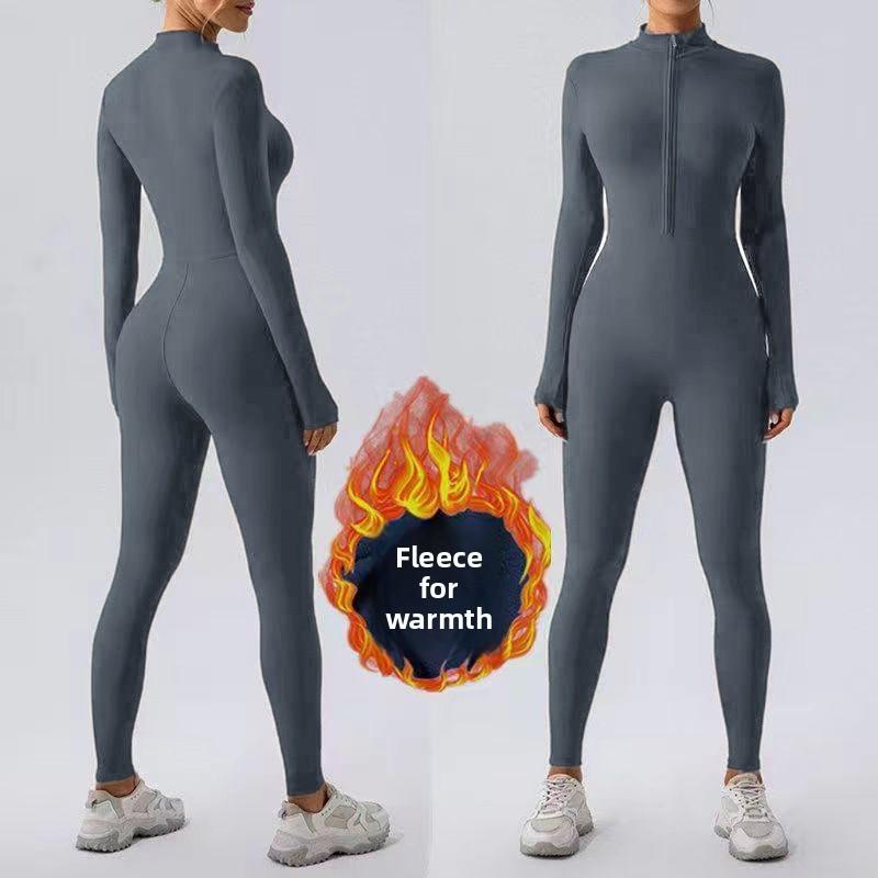 Yoga Bodysuit Women One Piece Long Sleeve Sport Jumpsuit Seamless Fitness Workout Running Romper