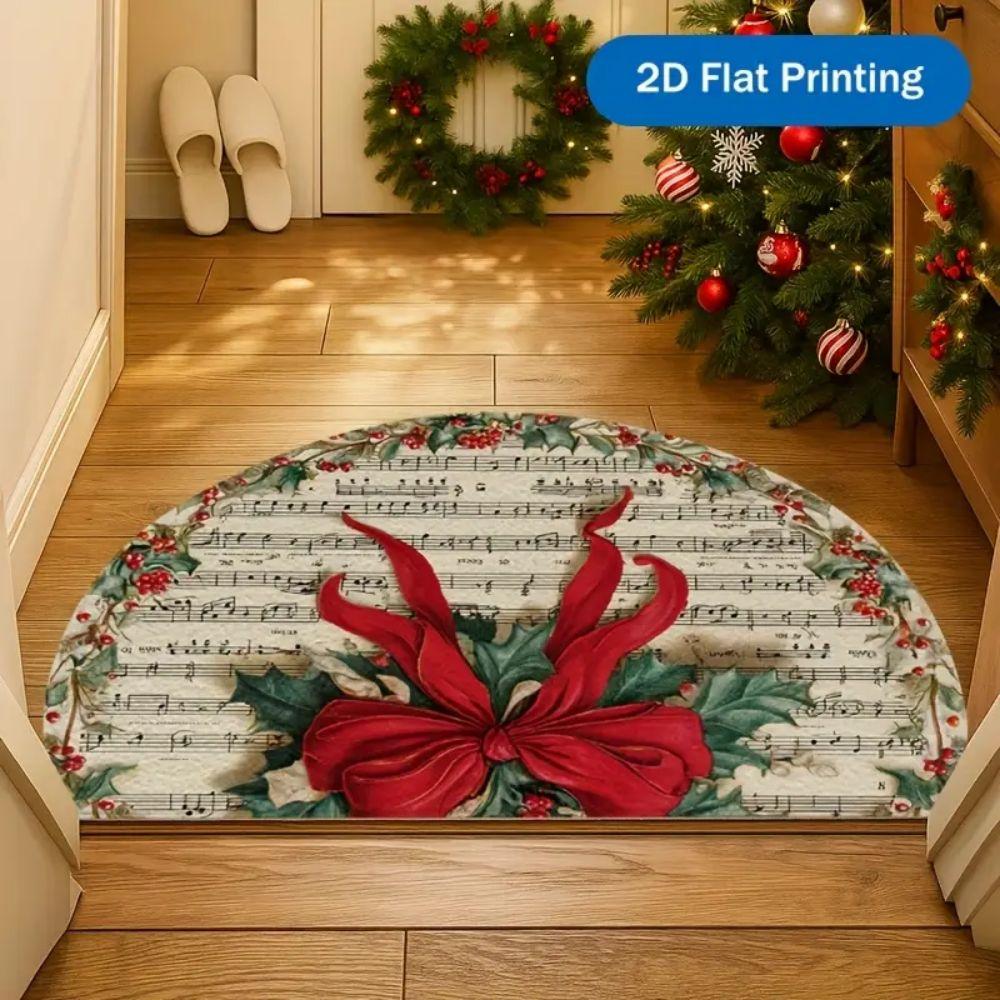 

VIKAMA Christmas Welcome Doormat, Semi-Circular Porch Kitchen Carpet, Indoor and Outdoor Doormat, Christmas Home Decoration 40x60cm 16x24inch