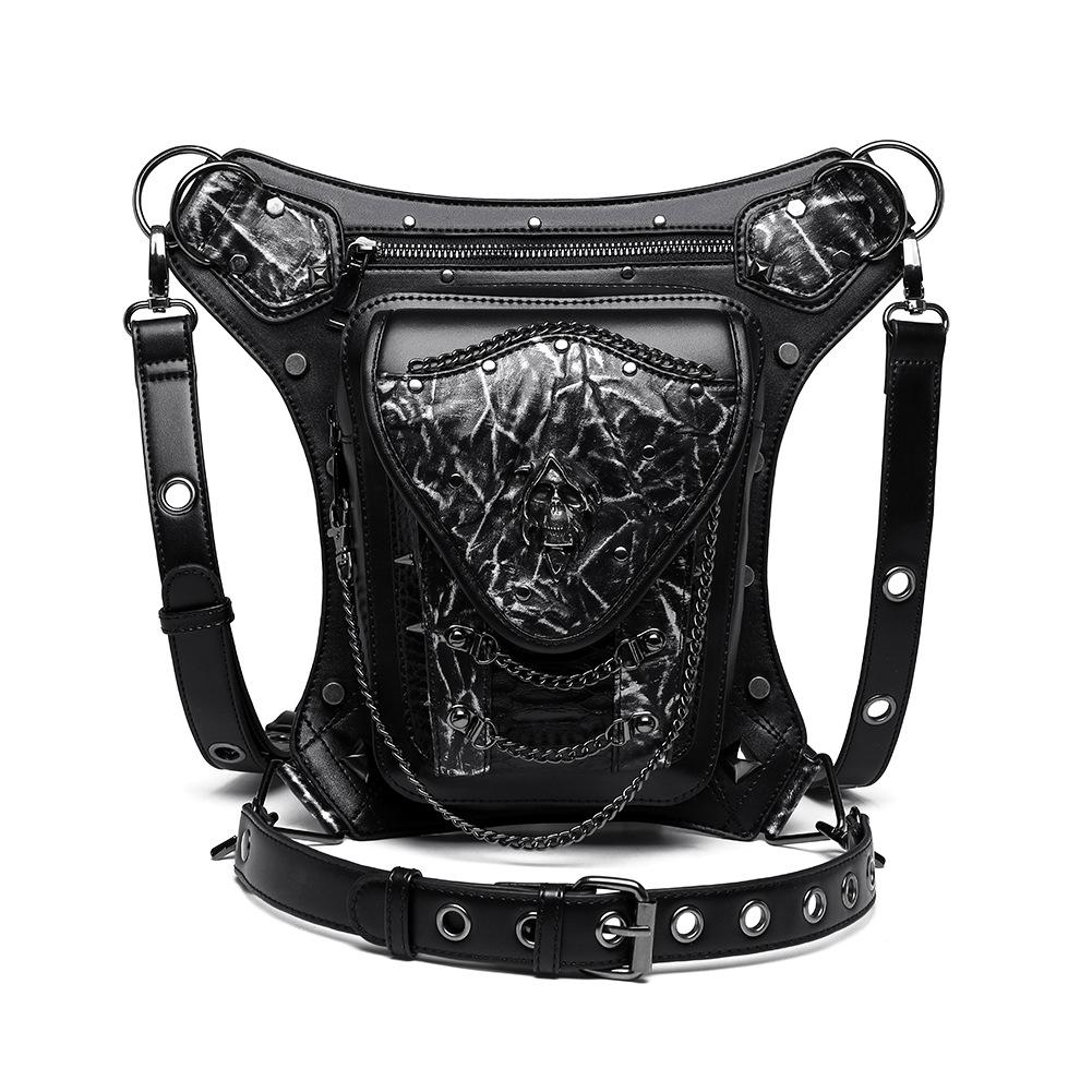 Steampunk Skull Motorcycle Waist & Shoulder Bag - Unisex Crossbody for Mobile Phones