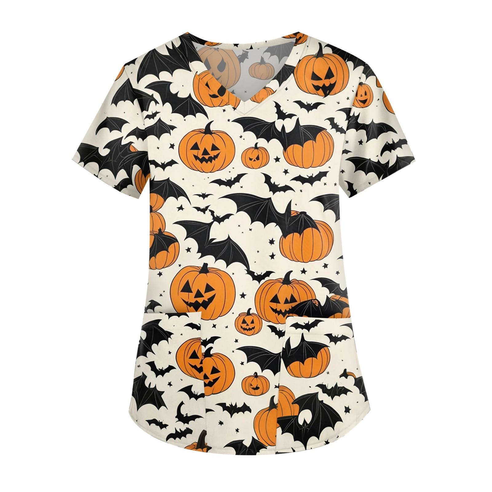 

Fashion V-neck Women s Short Sleeved Work Clothes With Pocket Printed Loose Top XXXXL бежевый