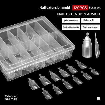 120Pcs Quick Building Nail Mold Tips Dual Nail Extension Form Full Cover Finger Nail Art Extend Builder Mold False Manicure Tool
