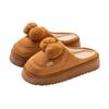Bow Cotton Slippers Autumn and Winter Home Indoor Thickened Bottom Warm and Comfortable Plush Cotton Mop Non-slip
