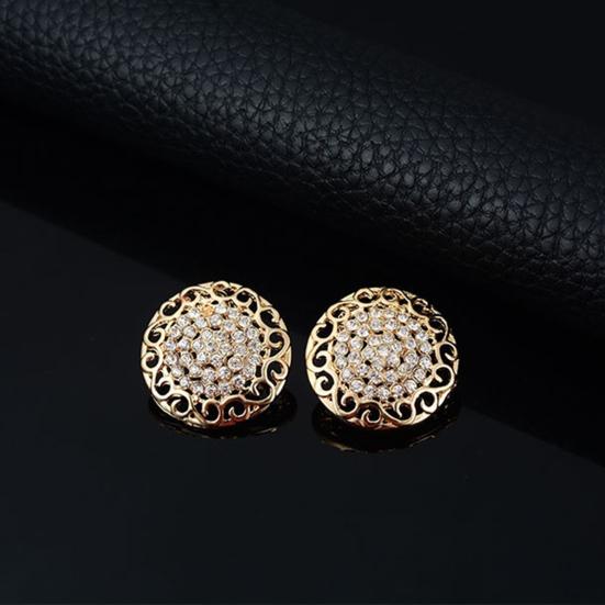 4Pcs/Set Jewelry Sets Hollow Round Pendant Rhinestone Decor Alloy Women Fashion Jewelry Sets for Gifts